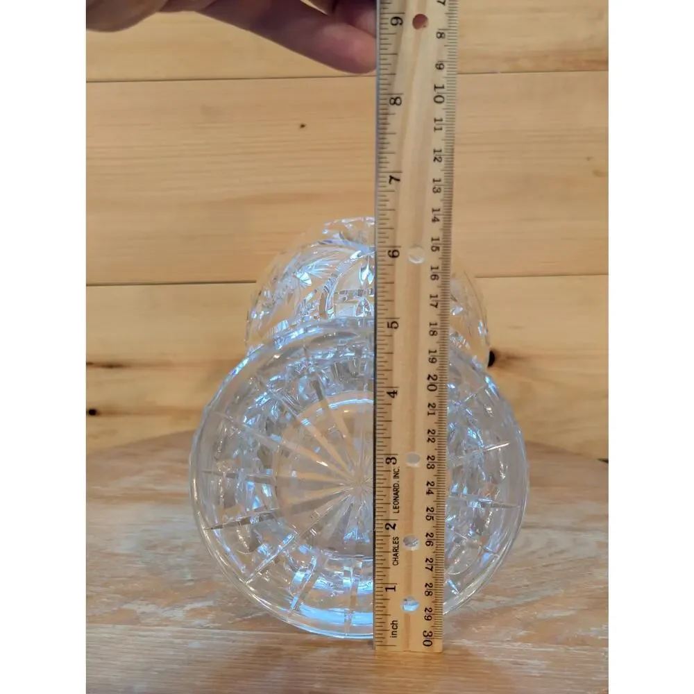 Vintage Heavy Cut Crystal Trumpet Vase - Pinwheel Starburst Pattern - 9.25